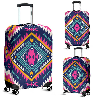 Indian Navajo Pink Themed Design Print Luggage Cover Protector
