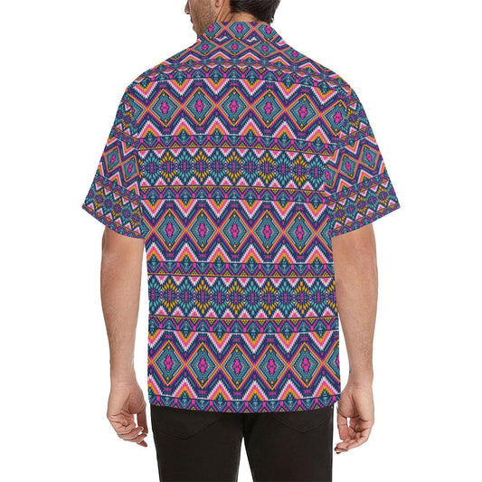 Indian Navajo Pink Themed Design Print Men Aloha Hawaiian Shirt