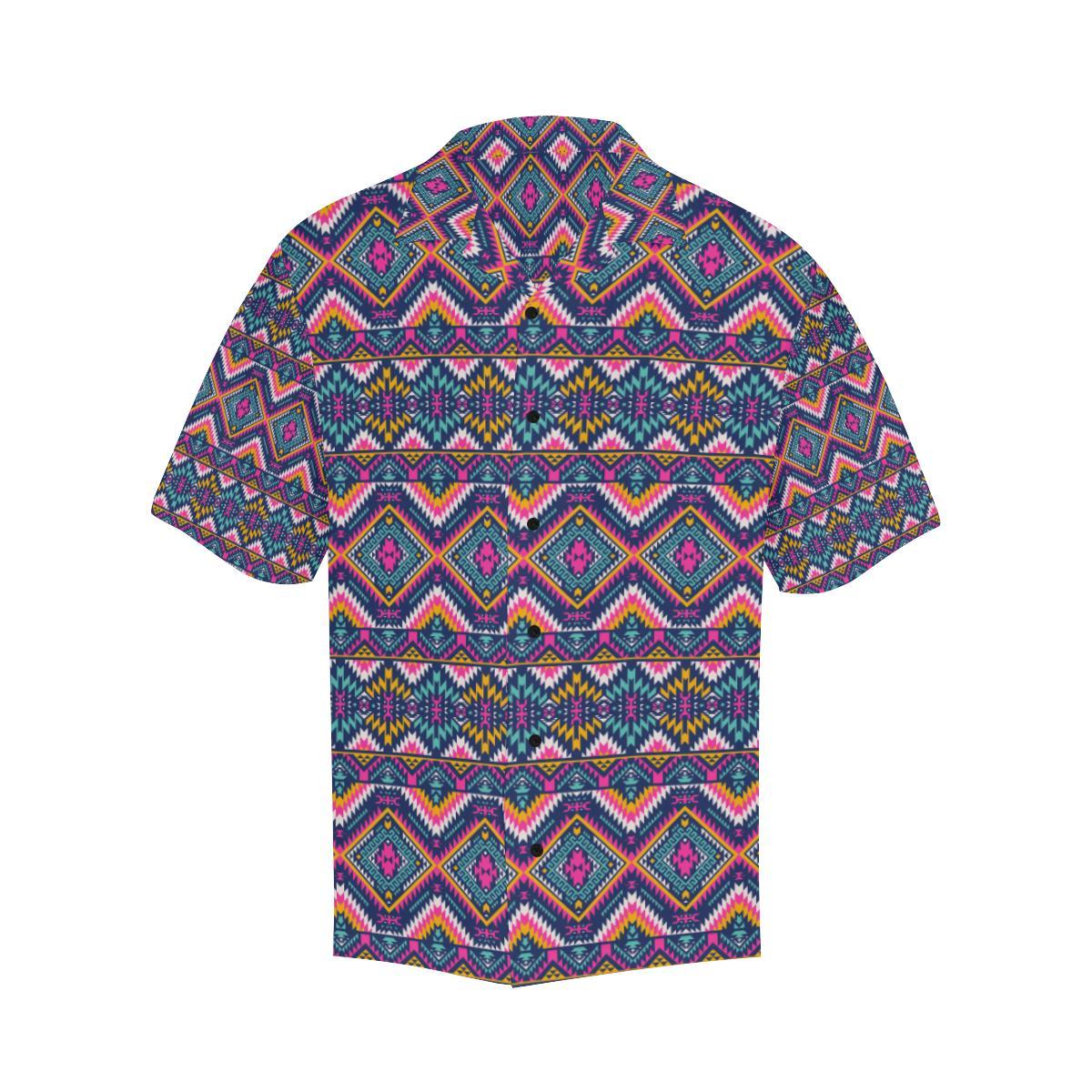 Indian Navajo Pink Themed Design Print Men Aloha Hawaiian Shirt