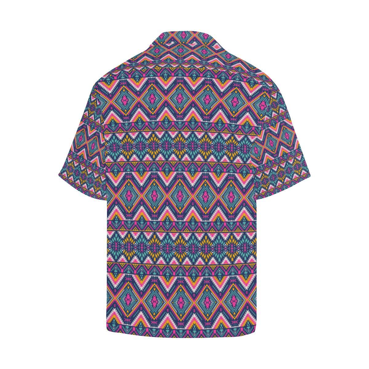 Indian Navajo Pink Themed Design Print Men Aloha Hawaiian Shirt