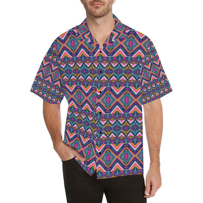 Indian Navajo Pink Themed Design Print Men Aloha Hawaiian Shirt