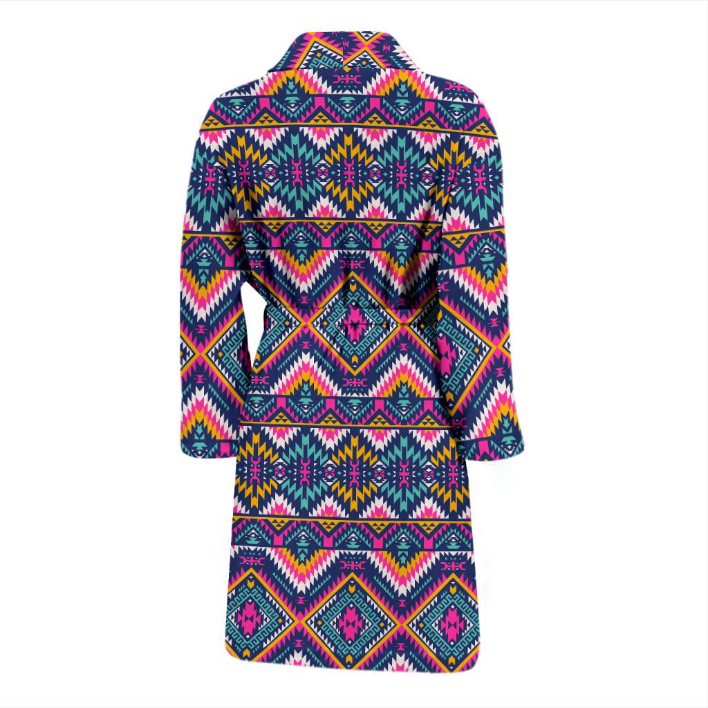 Indian Navajo Pink Themed Design Print Men Bath Robe-JTAMIGO.COM