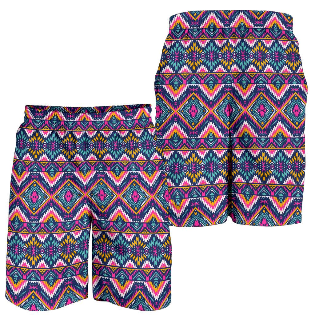 Indian Navajo Pink Themed Design Print Mens Shorts-JTAMIGO.COM
