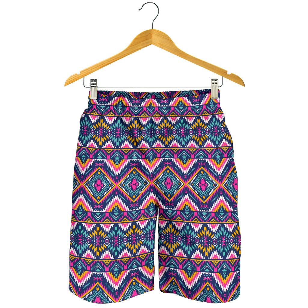 Indian Navajo Pink Themed Design Print Mens Shorts-JTAMIGO.COM