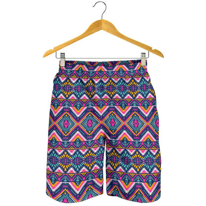 Indian Navajo Pink Themed Design Print Mens Shorts-JTAMIGO.COM