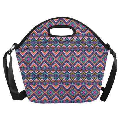 Indian Navajo Pink Themed Design Print Neoprene Lunch Bag (Model 1669)(Large)-JTAMIGO.COM