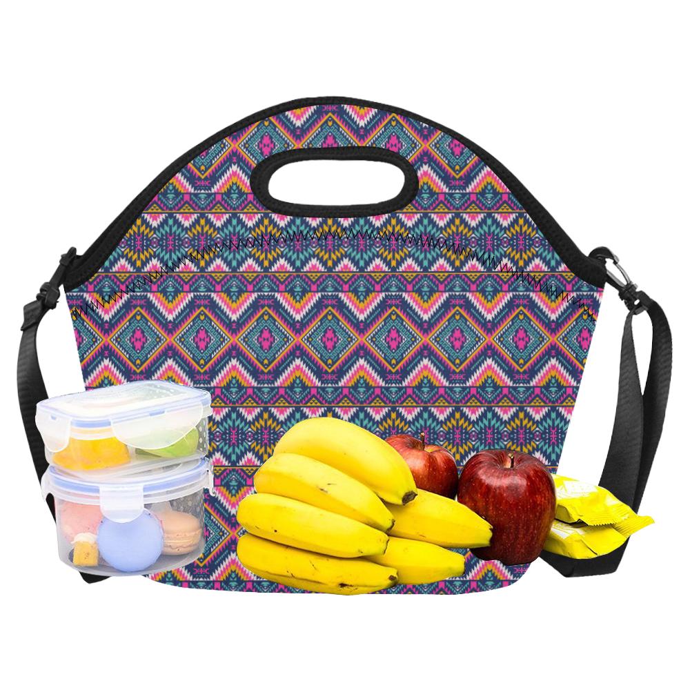 Indian Navajo Pink Themed Design Print Neoprene Lunch Bag (Model 1669)(Large)-JTAMIGO.COM