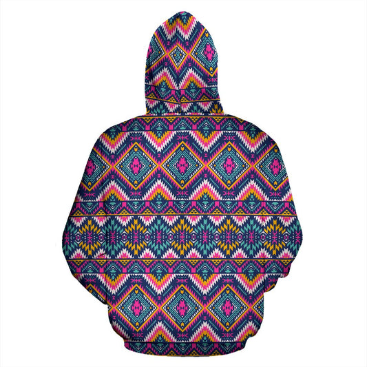 Indian Navajo Pink Themed Design Print Pullover Hoodie