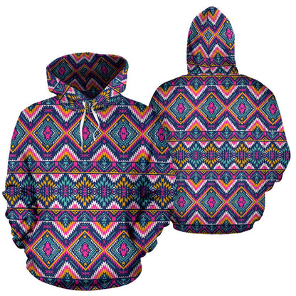 Indian Navajo Pink Themed Design Print Pullover Hoodie