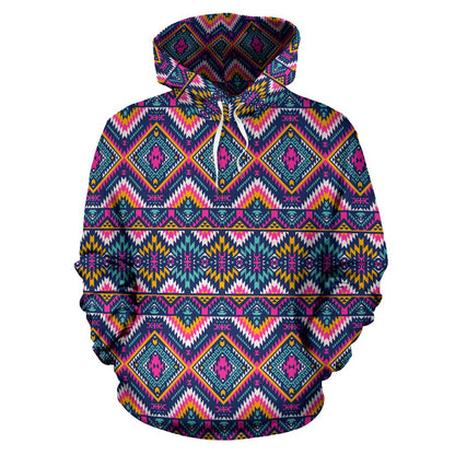 Indian Navajo Pink Themed Design Print Pullover Hoodie