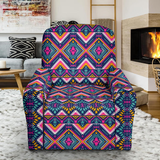 Indian Navajo Pink Themed Design Print Single Sofa Slipcover -JTAMIGO.COM