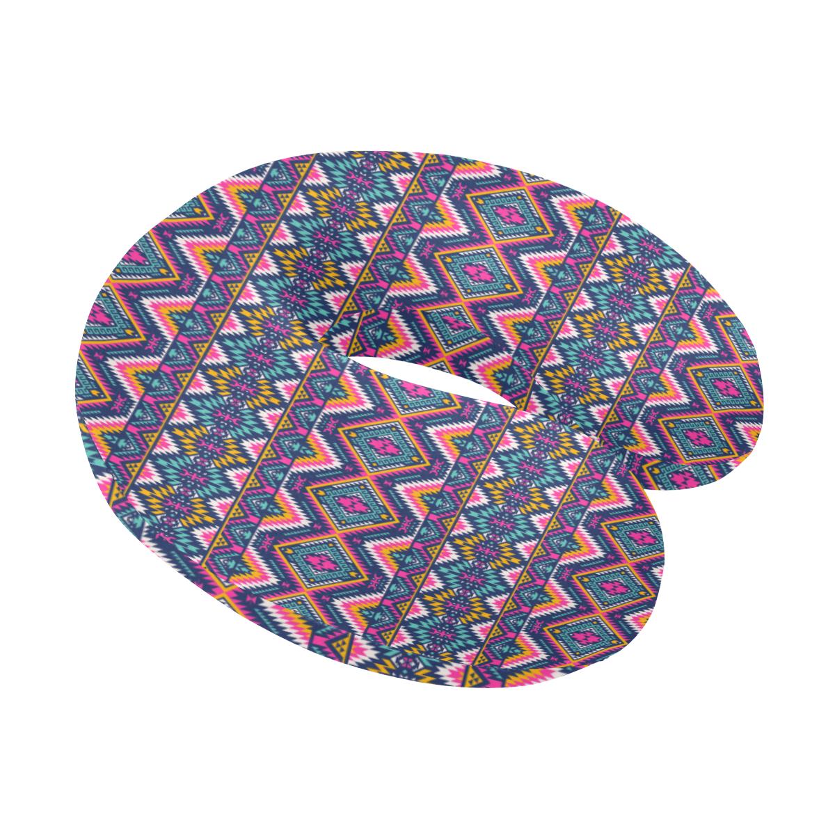 Indian Navajo Pink Themed Design Print U-Shaped Travel Neck Pillow-JTAMIGO.COM