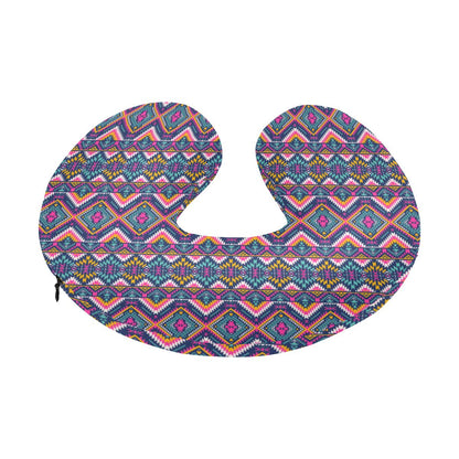 Indian Navajo Pink Themed Design Print U-Shaped Travel Neck Pillow-JTAMIGO.COM