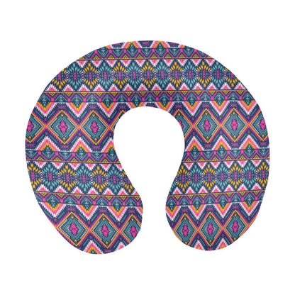 Indian Navajo Pink Themed Design Print U-Shaped Travel Neck Pillow-JTAMIGO.COM