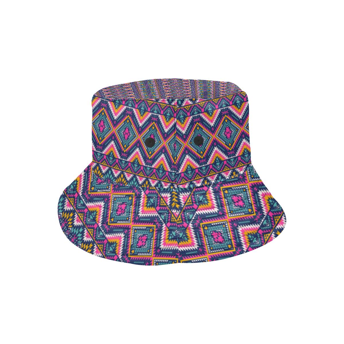 Indian Navajo Pink Themed Design Print Unisex Bucket Hat
