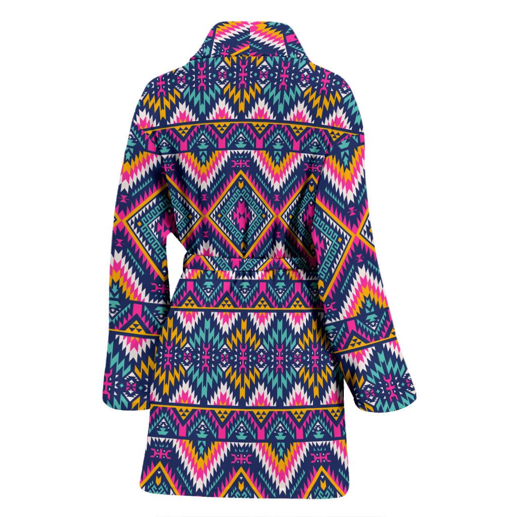 Indian Navajo Pink Themed Design Print Women Bath Robe-JTAMIGO.COM