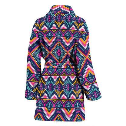 Indian Navajo Pink Themed Design Print Women Bath Robe-JTAMIGO.COM
