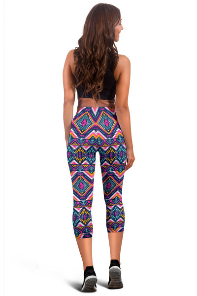 Indian Navajo Pink Themed Design Print Women Capris