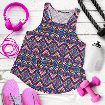 Indian Navajo Pink Themed Design Print Women Racerback Tank Top