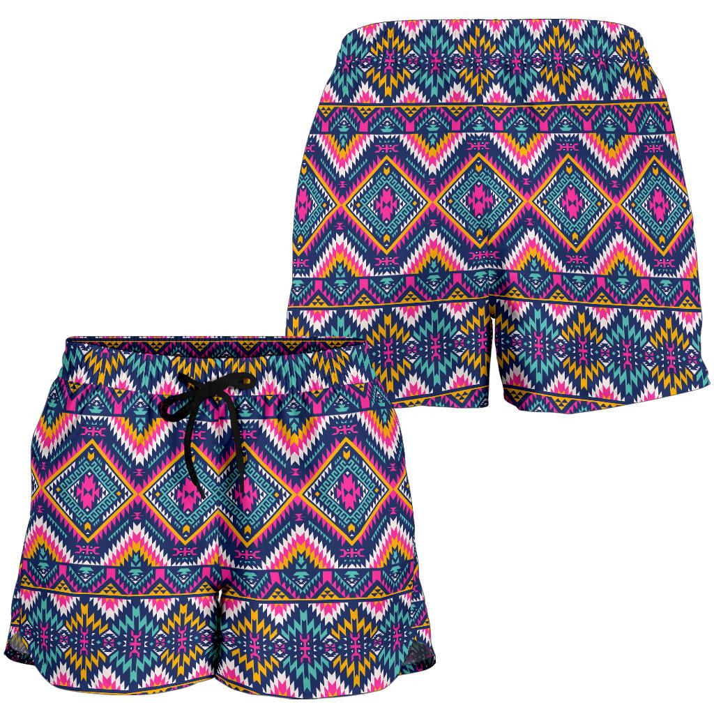 Indian Navajo Pink Themed Design Print Women Shorts-JTAMIGO.COM