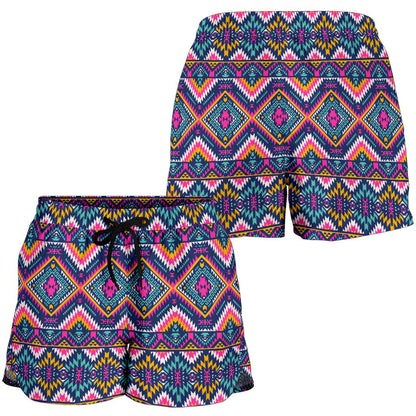 Indian Navajo Pink Themed Design Print Women Shorts-JTAMIGO.COM