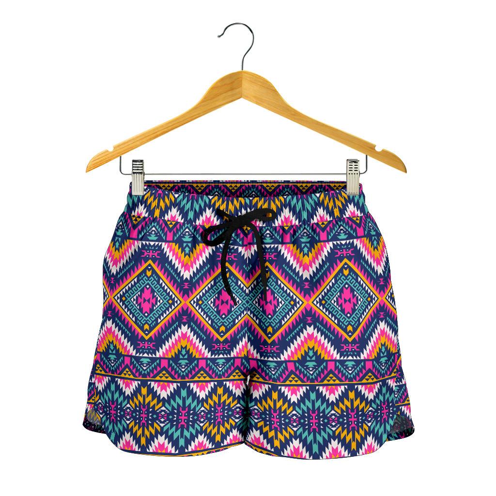 Indian Navajo Pink Themed Design Print Women Shorts-JTAMIGO.COM