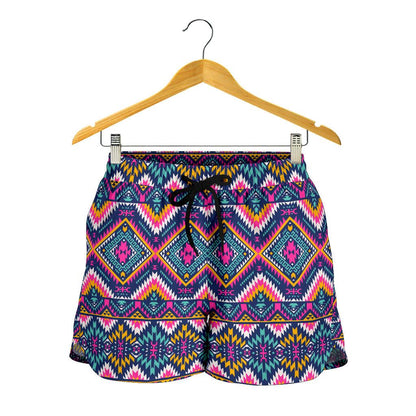 Indian Navajo Pink Themed Design Print Women Shorts-JTAMIGO.COM