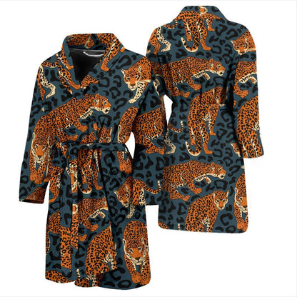 Jaguar Pattern Print Design 04 Men Bathrobe-JORJUNE.COM