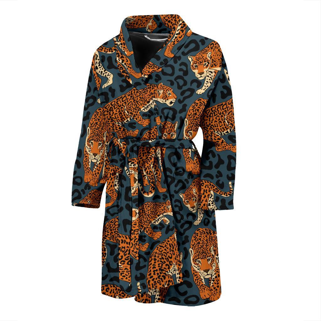 Jaguar Pattern Print Design 04 Men Bathrobe-JORJUNE.COM