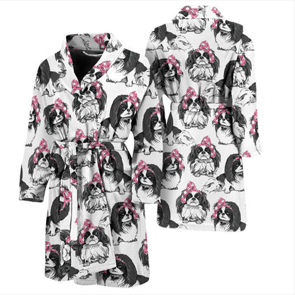 Japanese Chin Pattern Print Design 01 Men Bathrobe-JORJUNE.COM