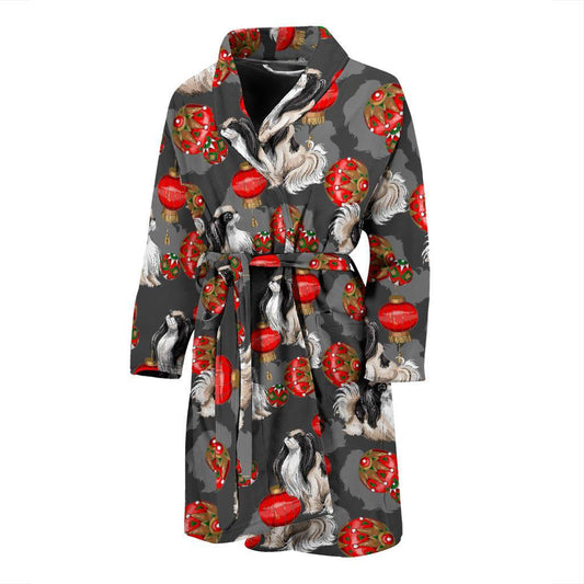 Japanese Chin Pattern Print Design 02 Men Bathrobe-JORJUNE.COM