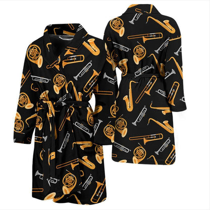 Jazz Pattern Print Design 01 Men Bathrobe-JORJUNE.COM