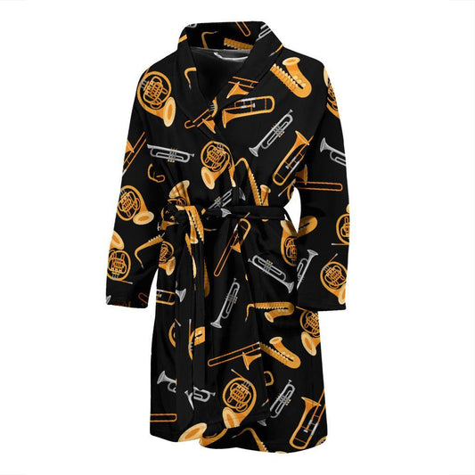 Jazz Pattern Print Design 01 Men Bathrobe-JORJUNE.COM