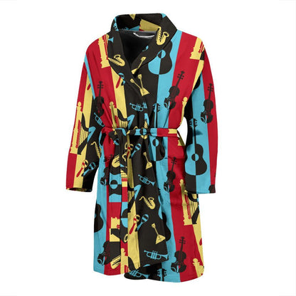 Jazz Pattern Print Design 02 Men Bathrobe-JORJUNE.COM