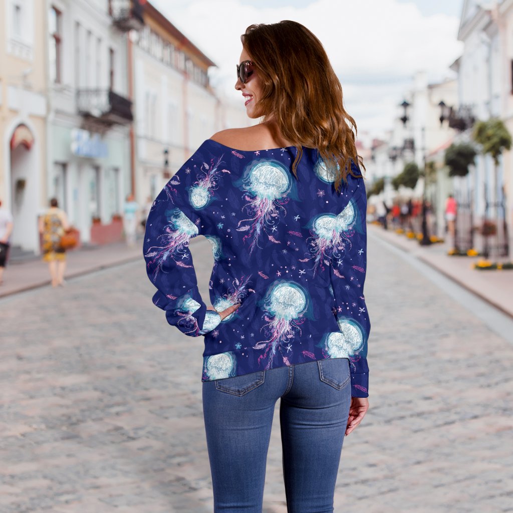 Jellyfish Cute Design Off Shoulder Sweatshirt