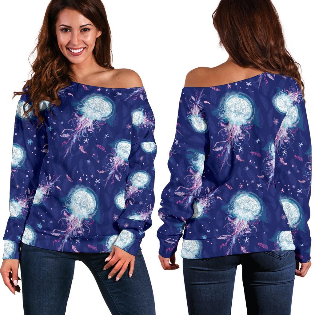Jellyfish Cute Design Off Shoulder Sweatshirt