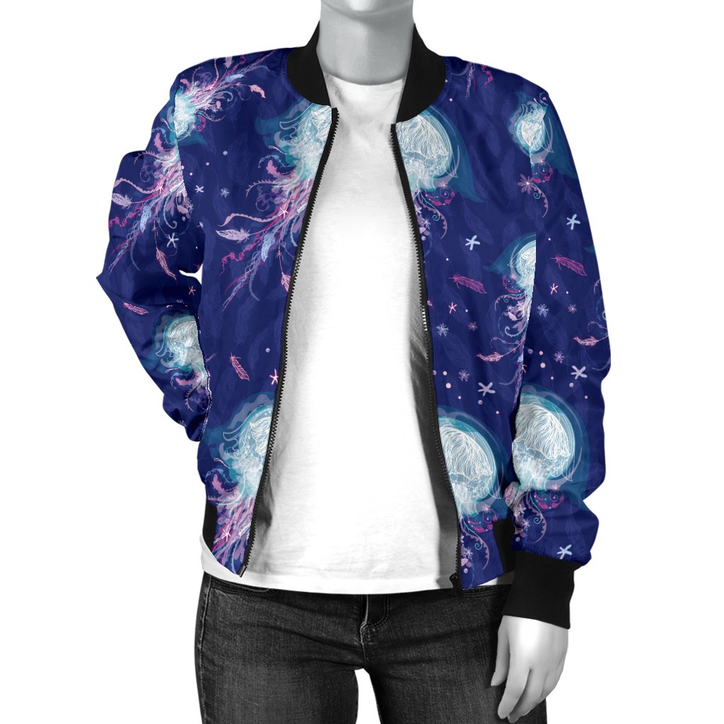 Jellyfish Cute Design Women Casual Bomber Jacket