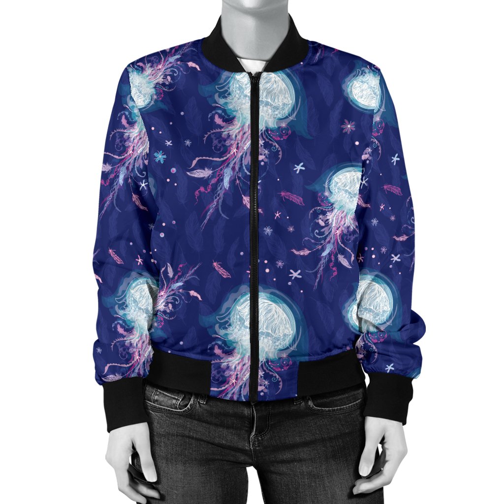 Jellyfish Cute Design Women Casual Bomber Jacket