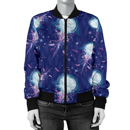 Jellyfish Cute Design Women Casual Bomber Jacket