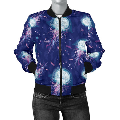 Jellyfish Cute Design Women Casual Bomber Jacket