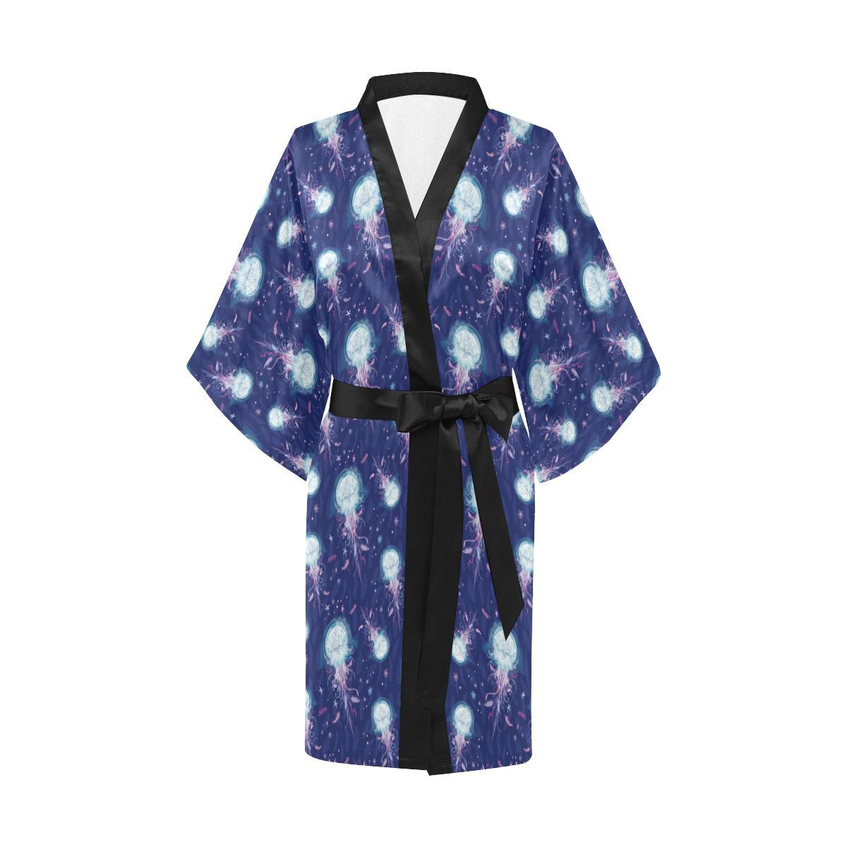 Jellyfish Cute Design Women Short Kimono Robe