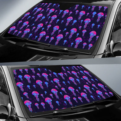 Jellyfish Neon Print Car Sun Shade For Windshield