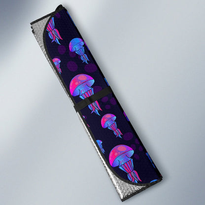 Jellyfish Neon Print Car Sun Shade For Windshield