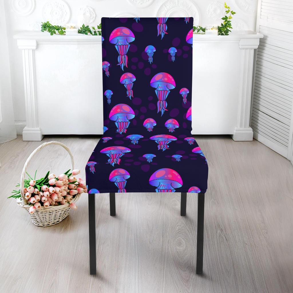 Jellyfish Neon Print Dining Chair Slipcover-JTAMIGO.COM
