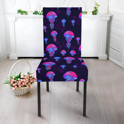 Jellyfish Neon Print Dining Chair Slipcover-JTAMIGO.COM