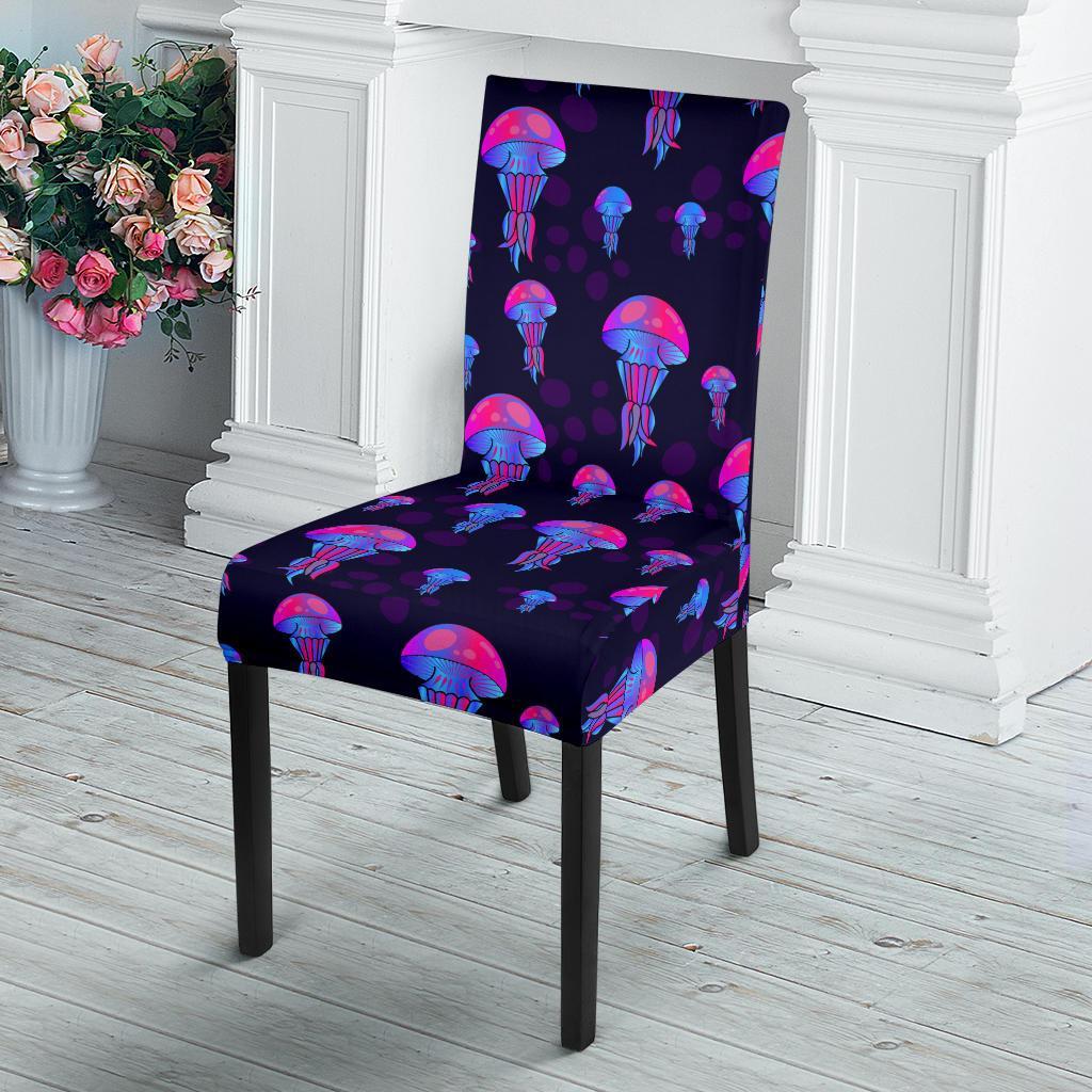 Jellyfish Neon Print Dining Chair Slipcover-JTAMIGO.COM