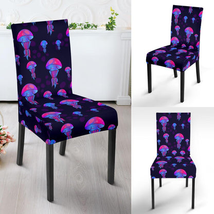 Jellyfish Neon Print Dining Chair Slipcover-JTAMIGO.COM