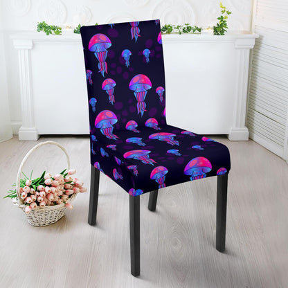 Jellyfish Neon Print Dining Chair Slipcover-JTAMIGO.COM