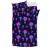 Jellyfish Neon Print Duvet Cover Bedding Set