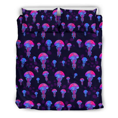 Jellyfish Neon Print Duvet Cover Bedding Set